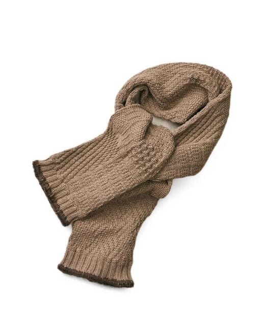 yahae Brown Mixed-Knit Scarf