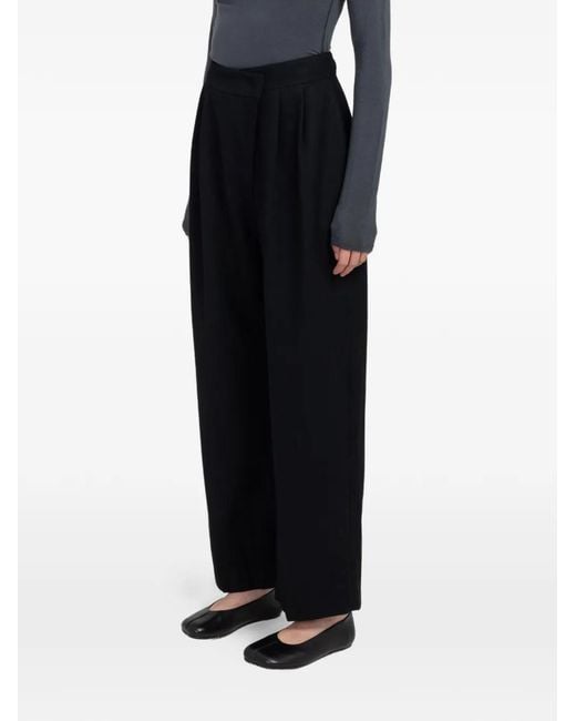 Amomento Black Wool Wrap Trousers