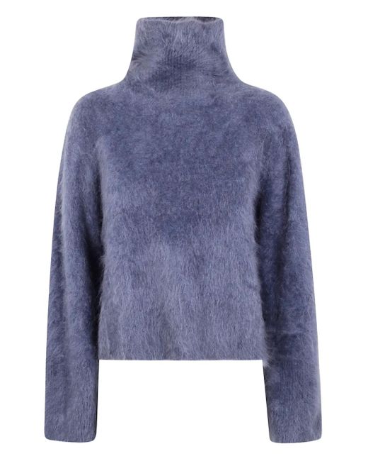 Lisa Yang Blue The Floren Pullover mit Stehkragen