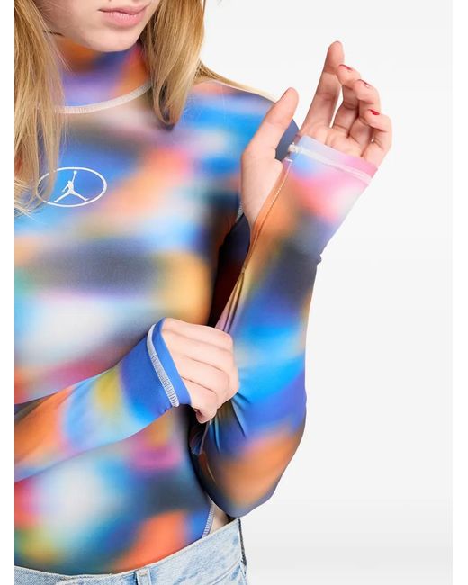 Nike Blue Printed Long-Sleeve Bodysuit