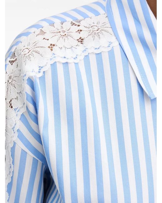Morgan Blue Lace-Trim Striped Shirt