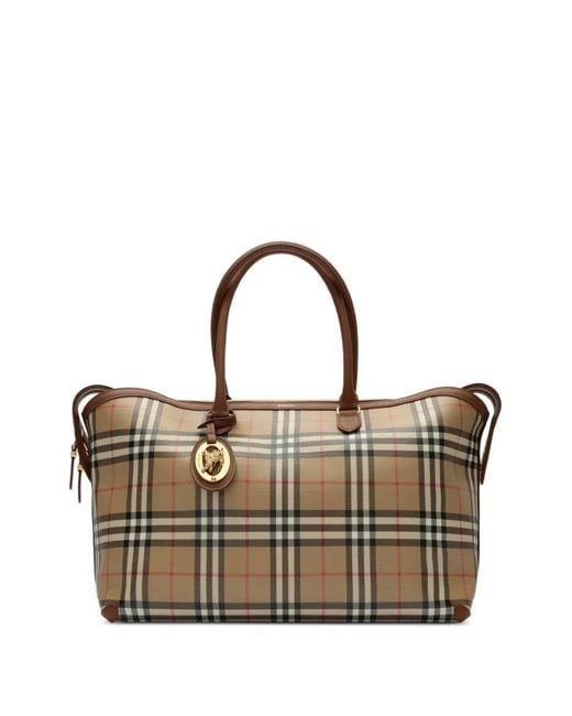 Burberry Metallic Medium Check Zip Tote