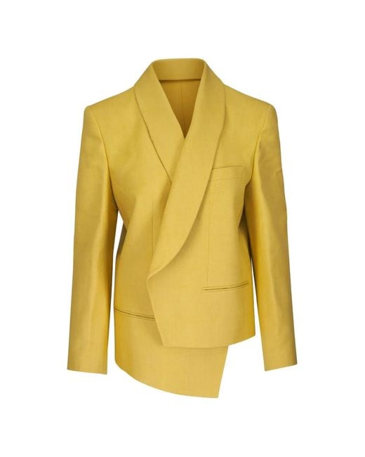 Michael Kors Yellow Palomino Asymmetric Shawl-Lapel Jacket