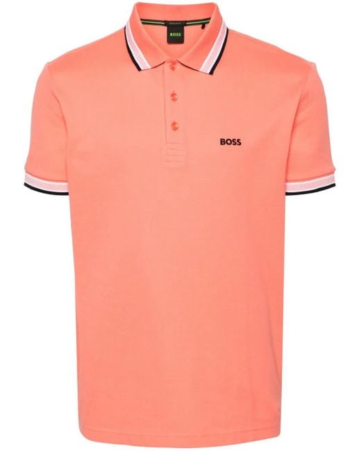 Boss Orange Logo-Embroidered Piqué Polo Shirt for men