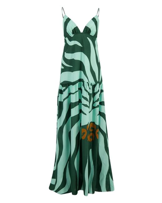 Vestido largo con estampado de cebra Johanna Ortiz de color Green