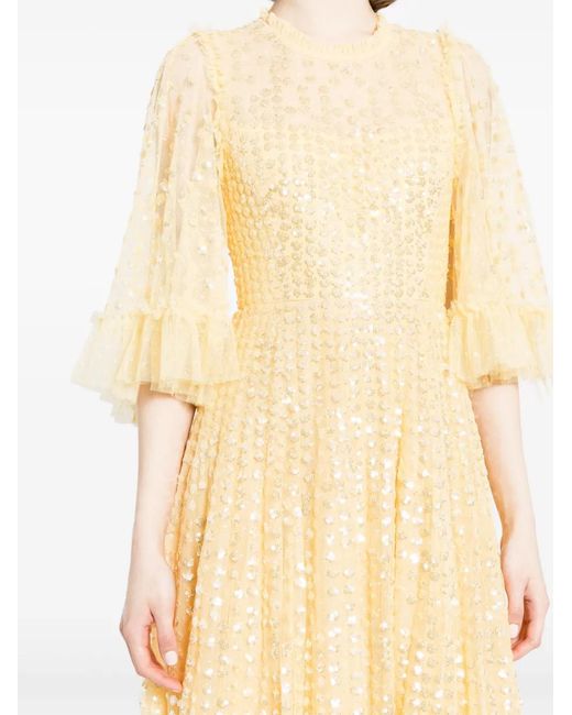 Vestido de fiesta Raindrop con lentejuelas Needle & Thread de color Yellow