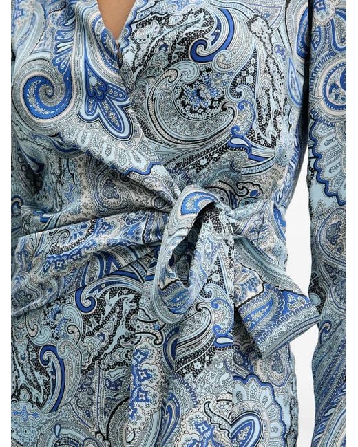 MARCIANO BY GUESS Blue Paisley Tie Blouse