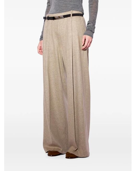 Liviana Conti Natural Arthur Pleated Wide-Leg Trousers