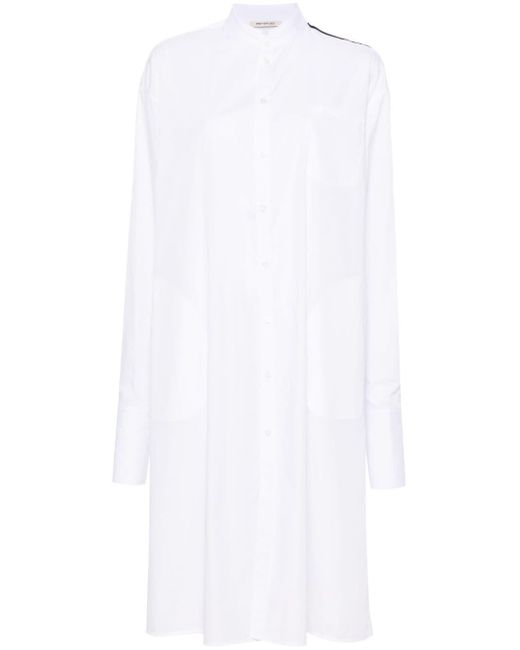 Peter Do White Band-collar Midi Shirt Dress