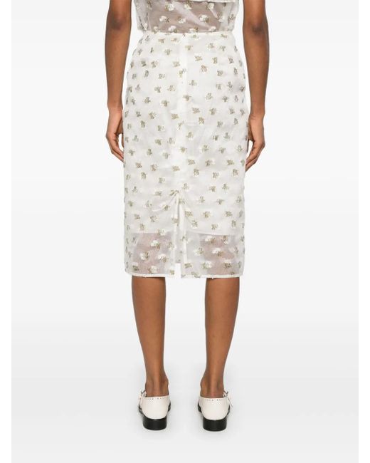 CECILIE BAHNSEN White Allegra Midi Skirt