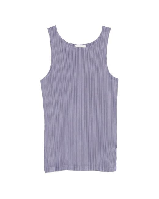 GONGDID DESIGN Purple Heat-Pleated Sleeveless Blouse