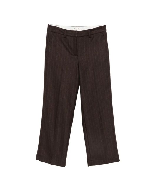 MAISON 123 White Melina Pinstripe-Pattern Cropped Trousers