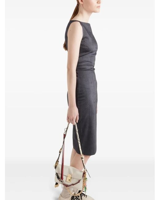 Abito Midi Con Ruches di Prada in Black