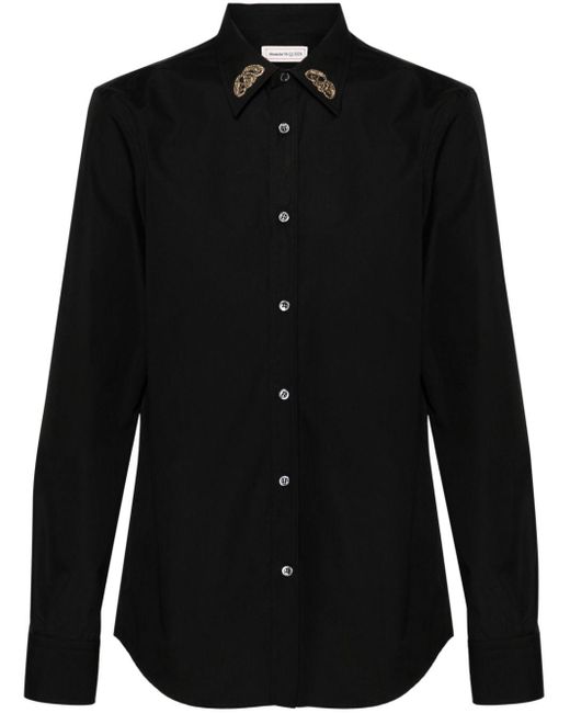 Alexander McQueen Black Seal-embroidered Shirt for men
