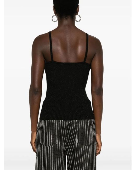 P.A.R.O.S.H. Black Ribbed-Knit Top