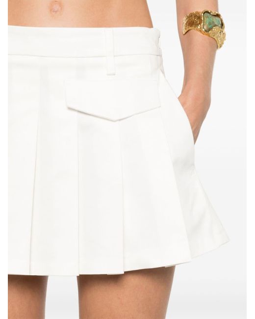 Blanca Vita White Pleated Cotton Mini Skirt