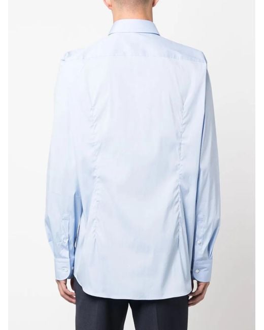 Boss Blue Classic-Collar Long-Sleeve Shirt for men