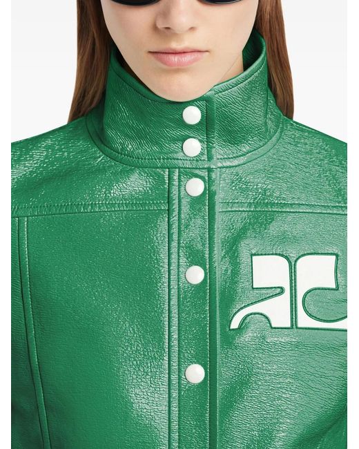 Courreges Green Vinyl-Effect Cropped Jacket