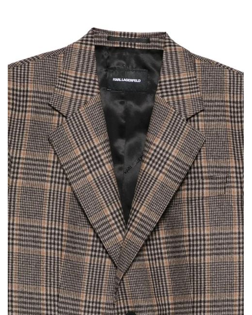 Karl Lagerfeld Gray Checked Wool Jacket for men