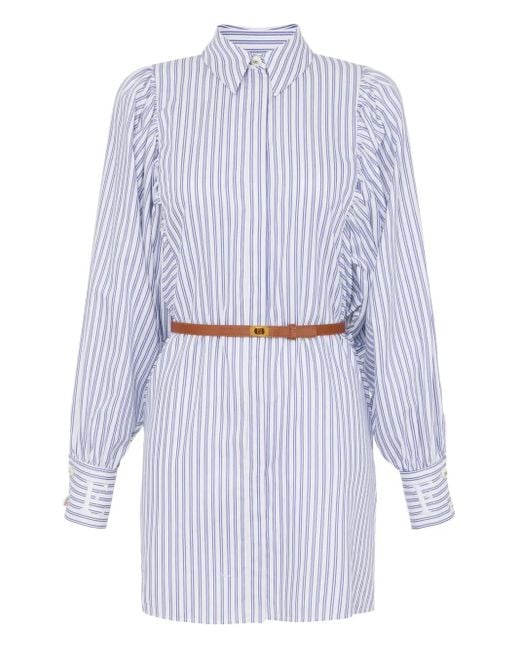Elisabetta Franchi Blue Striped Shirt Dress