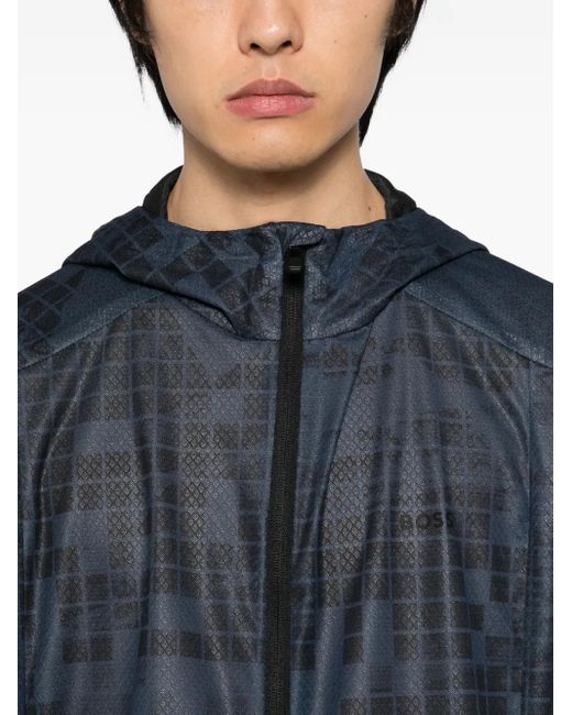 Boss Blue Geometric-Print Jacket for men
