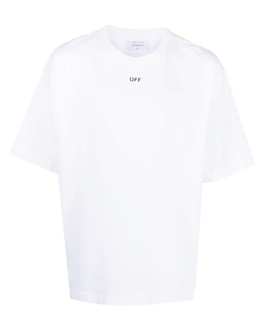 T-shirt de cou à l'équipage blanc avec imprimé hors tension Off-White c/o Virgil Abloh pour homme en coloris White