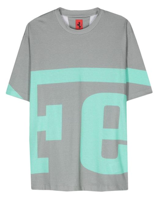 T-shirt en coton à logo imprimé Ferrari pour homme en coloris Blue