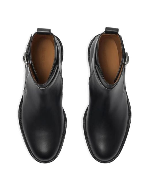 Burberry Black Leather Manor Jodhpur Boots for men