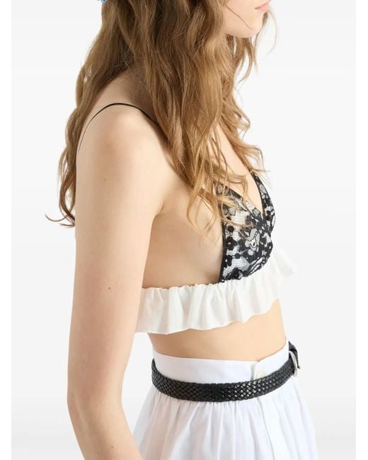 Prada Natural Lace-Panelling Top