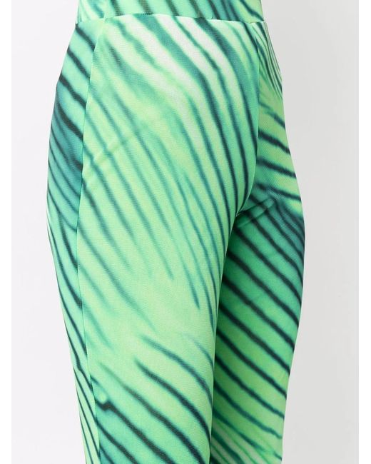 ANDAMANE Green Graphic-Print Flared Pants