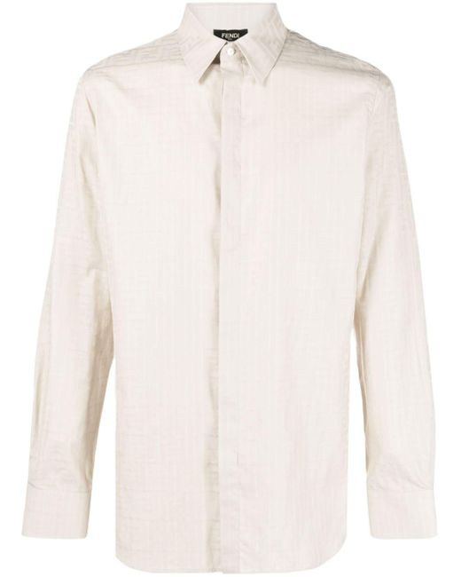 Fendi Natural Ff-pattern Long-sleeve Shirt for men