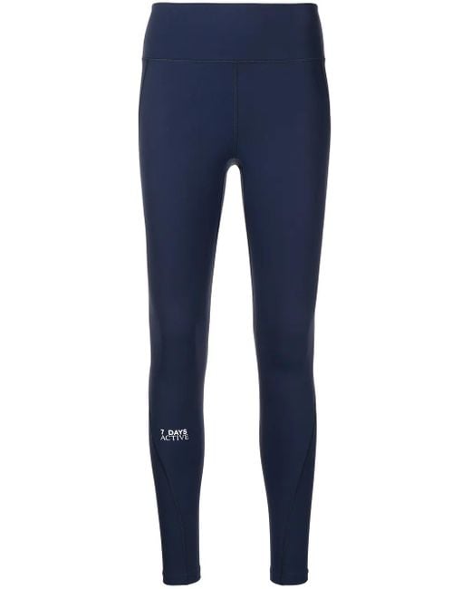 7 DAYS ACTIVE Blue Logo-Print Leggings