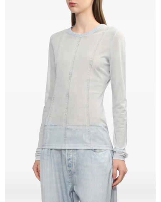 Rag & Bone White Seamed-Detail Long-Sleeve Top