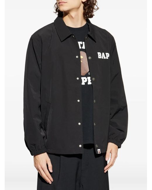 A Bathing Ape Black College Coach Logo Jacket for men