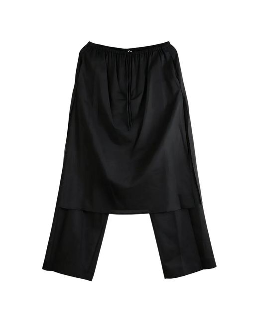 Amomento Black Layered Drawstring Trousers
