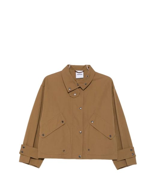 Aspesi Natural High-Neck Button-Up Jacket