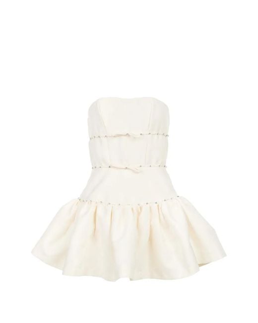 KENZIE KLAMBIE White Bubble Crystal-Embellished Mini Dress