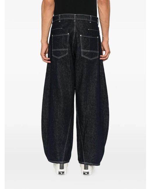 Comme des Garçons Blue Contrast-Stitch Wide-Leg Jeans for men