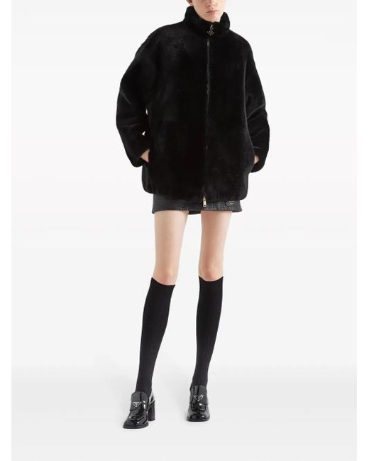 Prada Black Shearling Fur Jacket
