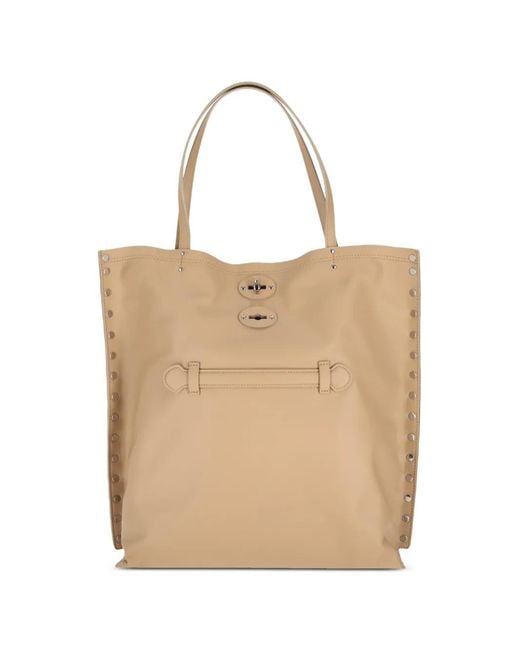 Zanellato Natural Medium A'Spasso Stud-Embellished Leather Tote Bag