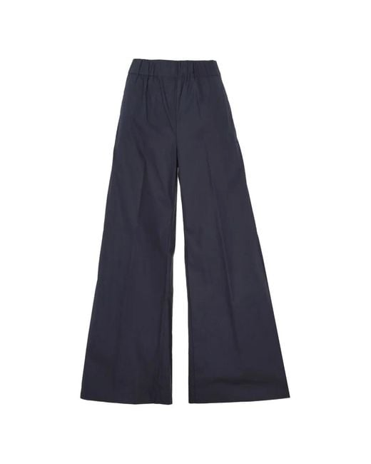 EMMA & GAIA Blue Elasticated Wide-Leg Palazzo Pants