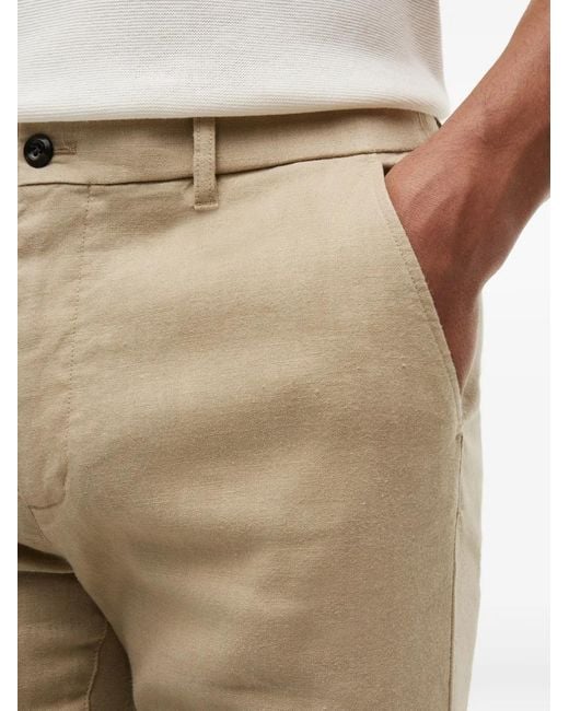 Tommy Hilfiger Natural Denton Straight-Leg Elasticated-Waistband Linen Trousers for men