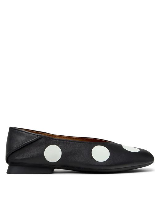 Camper Women's Black Casi Myra Polka-Dot Leather Ballerinas