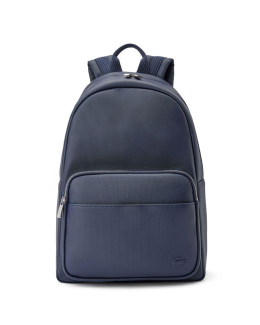 Lacoste Blue Logo-appliqué Faux-leather Backpack for men
