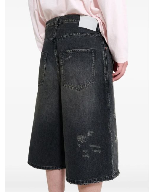 Ssstein Black Distressed-Effect Shorts for men