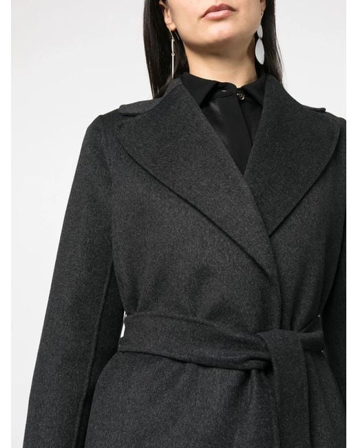 Max Mara Black Belted Virgin Wool Coat