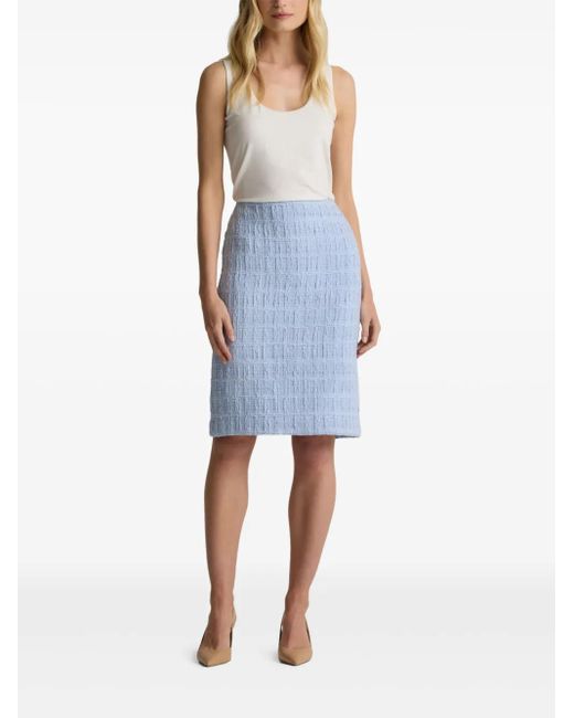 St. John Blue Textured Plaid Skirt