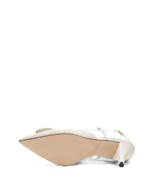 Poche Paris Natural Buckle-Detail Textured-Finish Sandals