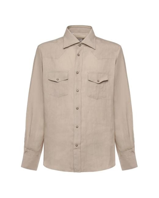 Eleventy Natural Chest-Pocket Shirt for men