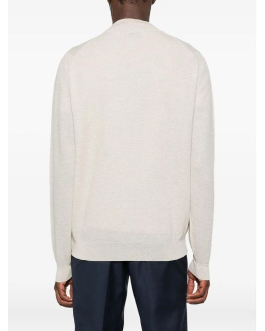 John Smedley White Cardigan mit Reißverschluss